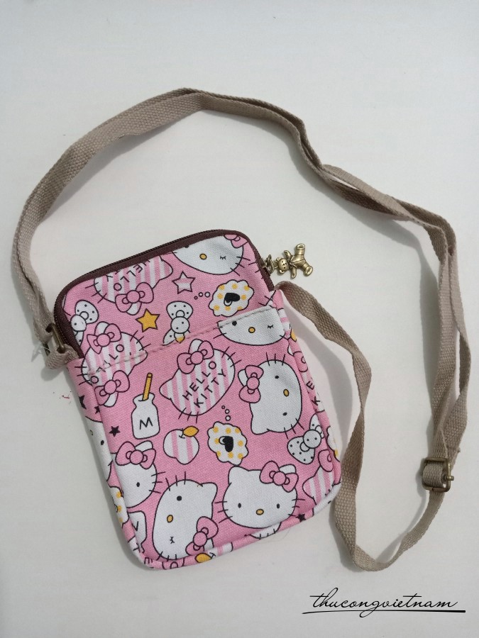 Túi handmade vải vintage 12x19x2cm - Hello Kitty